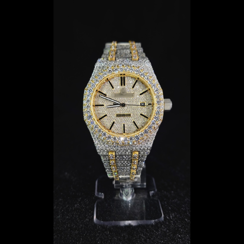 Moissanite Gold Watch - front view